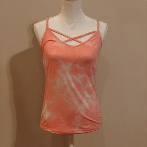 pink and white tank top